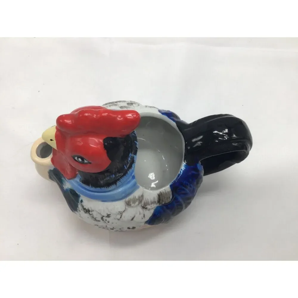 Ceramic Chicken Creamer Sugar Bowl Hand Painted Vintage Cottage Kitchy Farmhouse - Picture 6 of 14